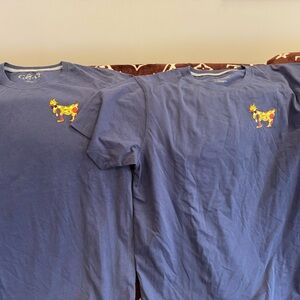 Blue Graphic Tee with Colorful Design